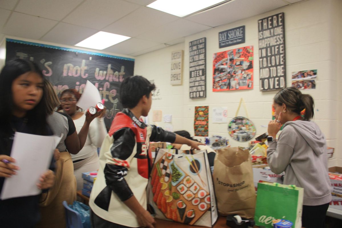 Student gathered together food to help those in need.