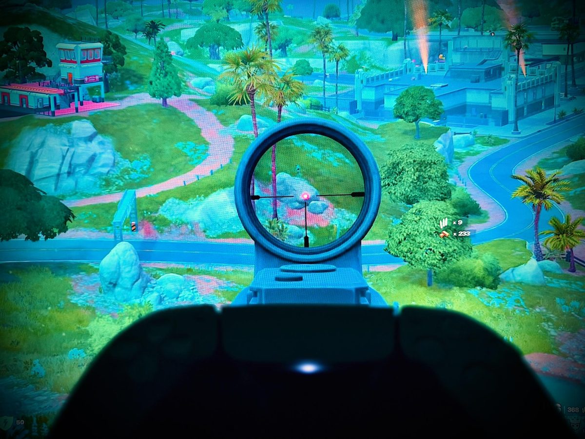 Student playing "Fortnite" on Playstation 5. 